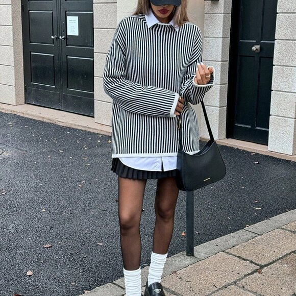 Casual Women's Thin Striped Raglan Sleeve knit sweater - Picture 5 of 6